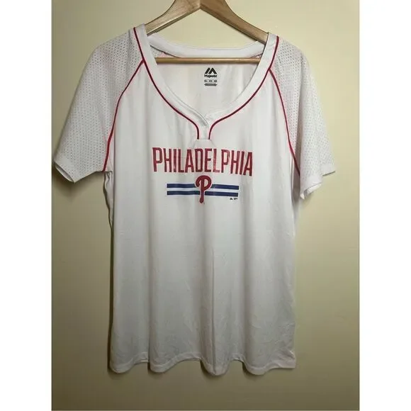 Philadelphia Phillies White and Red MLB Shirt Womens Size 2XL - Picture 2 of 4